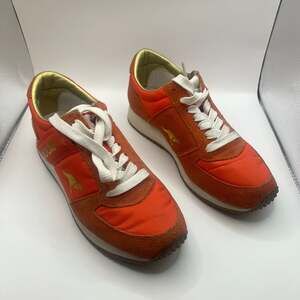 VTG KangaROOS Orange Gold Suede & Nylon Sneakers w Side Pocket Women's Sz 8.5